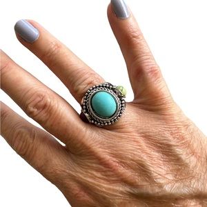Antique Silver and Colorful Stones Ring